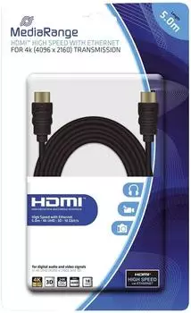 MediaRange HDMI-Kabel mit Ethernet 18Gbit/s 5m schwarz (MRCS158)