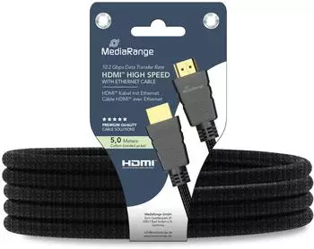 MediaRange HDMI High Speed Kabel mit Ethernet 5m, 10,2Gbit/s, schwarz (MRCS211)