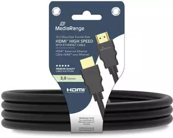 MediaRange HDMI High Speed Anschlusskabel mit Ethernet, vergoldete Kontakte, 3m (MRCS155)