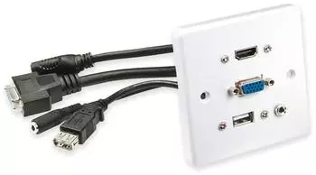 Lindy HDMI / VGA / USB-A / Klinke 3,5mm Adapter, wei&szlig; (60220)