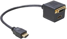 DeLock 65054 Adapter HDMI Stecker zu HDMI + DVI25 Buchse (0,2m)