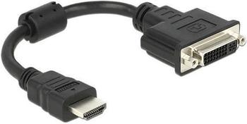 DeLock Videokabel - HDMI / DVI - 30 AWG - HDMI, 19-polig (M) - DVI-D (W) - 20cm - Schwarz (65327)