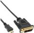 InLine 17474P Mini-HDMI zu DVI Kabel, HDMI Stecker C zu DVI 18+1, verg. Kontakte, schwarz 0,5m