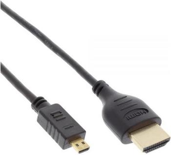 InLine 17501D HDMI Superslim Kabel A an D, HDMI-High Speed Ethernet, Premium, schwarz/gold, 1m