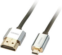 LINDY HDMI Anschlusskabel HDMI-A Stecker, HDMI-Micro-D Stecker 0.50m Grau 41680 4K