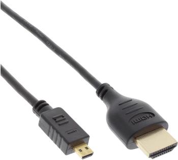 InLine 17555D HDMI Superslim Kabel A an D, HDMI-High Speed Ethernet, Premium schwarz/gold 0,5m