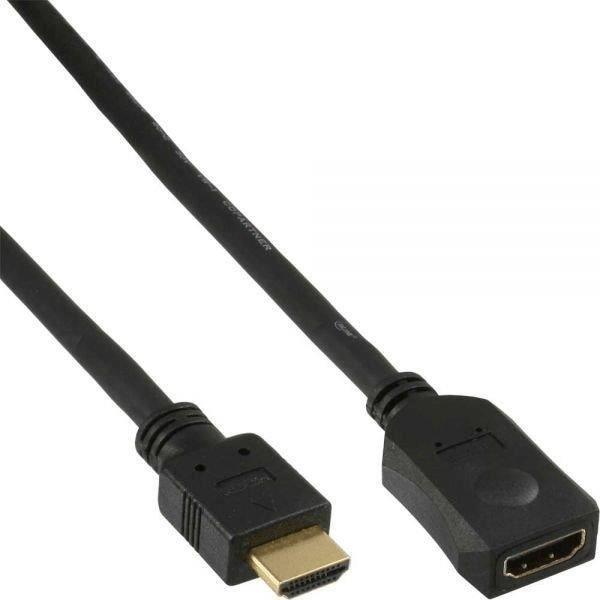 InLine 17632G HDMI Verlängerung, High Speed, St/Bu schwarz, vergoldete Kontakte, 2m