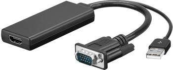 Goobay 67816 VGA zu HDMI Adapterkabel, 0.1 m USB-A Stecker + VGA Stecker > HDMI A Buchse