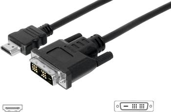 Digitus HDMI / DVI Anschlusskabel [1x HDMI-Stecker - 1x DVI-Stecker 18+1pol.] 5 m Schwarz