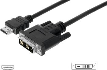 Digitus HDMI / DVI Anschlusskabel [1x HDMI-Stecker - 1x DVI-Stecker 18+1pol.] 3 m Schwarz