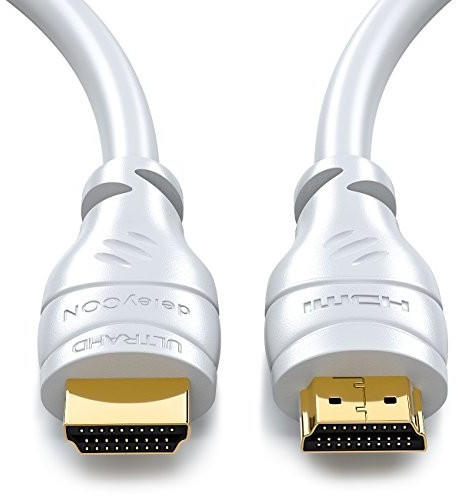 deleyCON HDMI-Kabel mit Ethernet Weiß 10,0m