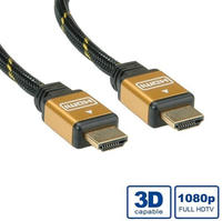 Roline HDMI Anschlusskabel HDMI-A Stecker 7.50 m Schwarz, Gold 11.04.5504 4K UHD,