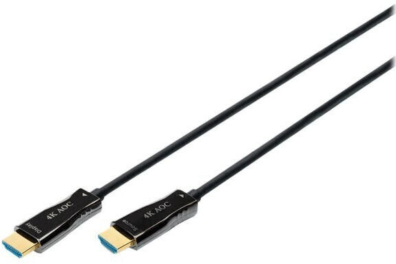 Digitus HDMI AOC Hybrid Glasfaser Anschlusskabel Typ A St/St 30m UHD 4K@60Hz CE - Vergoldete Kontakte - Schwarz
