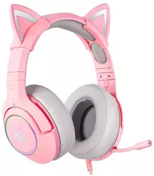 Onikuma K9 RGB-Gaming-Kopfhörer Pink (Kabelgebunden), Gaming Headset, Pink
