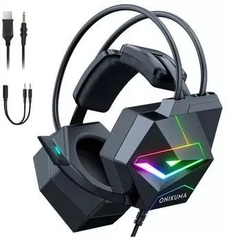 Onikuma X20 Gaming-Headset, kabelgebunden USB, schwarz (X20)