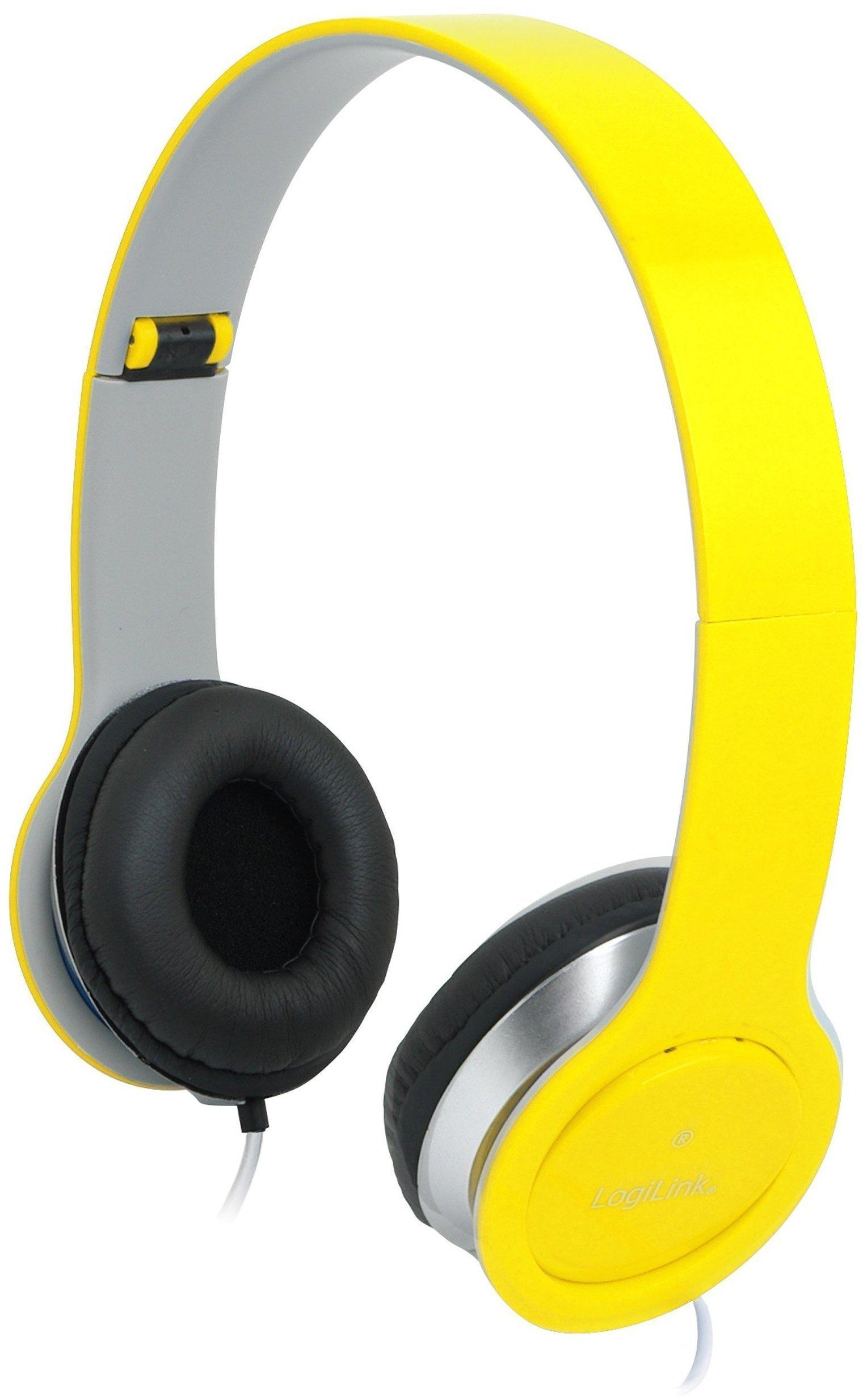Gelb klappbaren Bügeln hohem Tragekomfort und verstellbaren LogiLink HS0030 Stereo High Quality Headset mit Mikrofon 