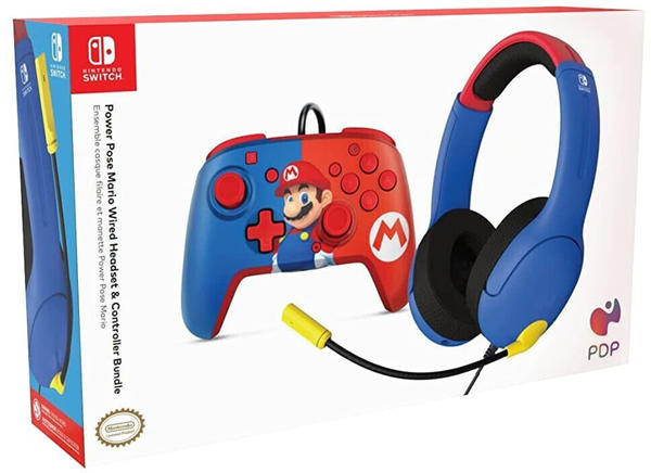PDP Nintendo Switch Power Pose Mario Wired Headset & Controller Bundle
