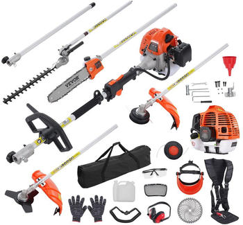 VEVOR 6-in-1 Heckentrimmer Benzin-Heckenschere 33CC Langstielheckenschere 0,8L