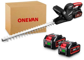 Onevan Akku Heckenschere B&uuml;rstenloses Grasschere 2x 4.0Ah Akku 51 cm Messerl&auml;nge