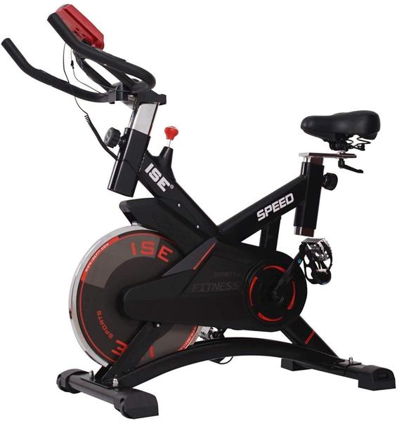 ISE Indoor Cycle Ergometer Heimtrainer 10kg Schwungrad Puls,LCD Anzeige,Armauflage,gepolsterte