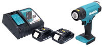 Makita DHG 180 RA Akku Hei&szlig;luftgebl&auml;se 18 V 550 &deg;C + 2x Akku 2,0 Ah + Ladeger&auml;t