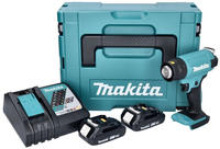 Makita DHG 180 RAJ Akku Hei&szlig;luftgebl&auml;se 18 V 550 &deg;C + 2x Akku 2,0 Ah + Ladeger&auml;t