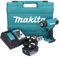 Makita DHG 181 RTK Akku Hei&szlig;luftgebl&auml;se 18 V 150 - 550&deg;C + 2x Akku 5,0 Ah +