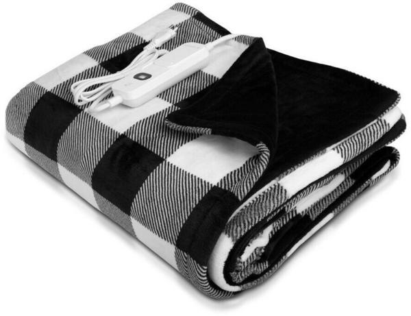 Navaris Poncho-Heizdecke 180x130cm schwarz-weiß-gemustert
