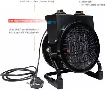 Güde Keramik-Heizlüfter GH 2000 K 2kW (85178) – Leistungsstarke Heizfunktion mit flexibler Steuerung