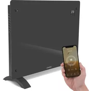 VONROC Konvektor Elektroheizung Glasfront 1500W Grau, Wi-Fi (CH511AC_GREY)