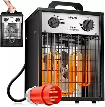 Masko Bauheizer elektrisch 5kW 3 Heizstufen mit Thermostat