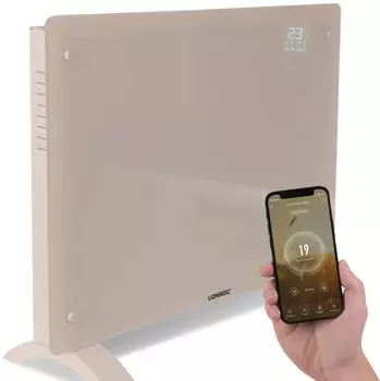 VONROC Glas-Konvektor Heizung 1500W WiFi IP24, beige (CH511AC_BEIGE)