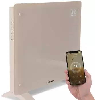 VONROC Glas-Konvektor Heizung 1000W WiFi IP24, beige (CH510AC_BEIGE)