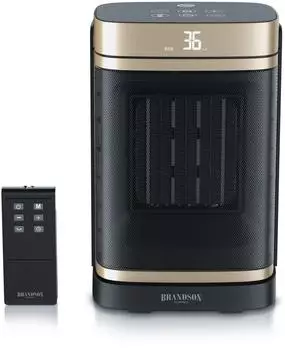 Brandson Keramik-Heizlüfter 1500W mit Oszillation, Timer & Fernbedienung, schwarz/gold