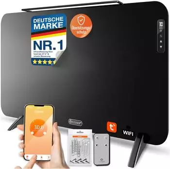 Kesser Vion Infrarotheizung 450W mit Handtuchhalter, WLAN, IP44, schwarz