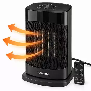 Relaxdays Keramikheizlüfter PTC 1500W, schwarz