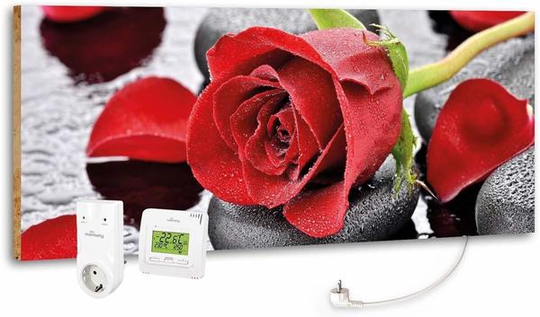 Marmony 800W Infrarot-Heizung Motiv Red Rose mit Thermostat MTC-35
