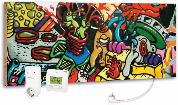 Marmony 800W Infrarot-Heizung Motiv Graffiti mit Thermostat MTC-35