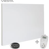 Viesta [EUE] VIESTA H300 Infrarotheizung Carbon Crystal (neueste Technologie), ultraflache Wandheizung, weiß, 300 Watt, ohne Rahmen - VIESTA TH10 Thermostat