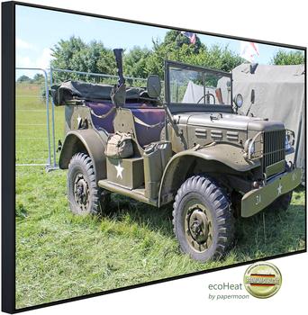 Papermoon Infrarotheizung Vintage Militär Jeep, sehr angenehme Strahlungswärme bunt 80 cm x 60 cm x 3 cm