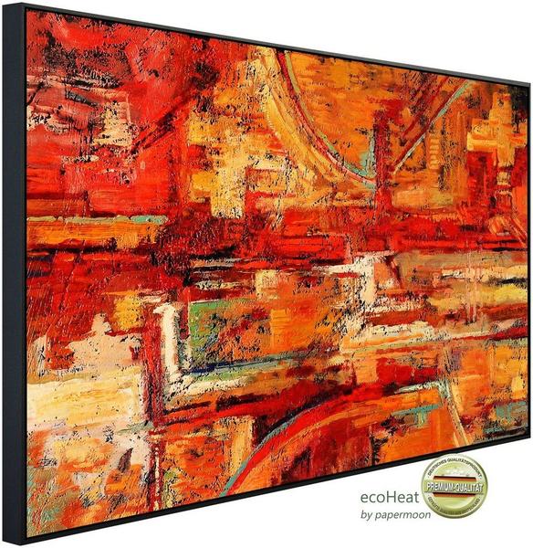 Papermoon Infrarotheizung Abstrakt Gemälde rot, sehr angenehme Strahlungswärme bunt 80 cm x 60 cm x 3 cm