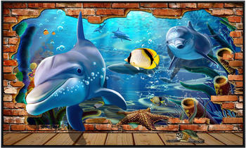 PaperMoon Infrarot-Bildheizkörper Unterwasserwelt mit Mauer (100 x 60 cm, 600 W)