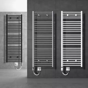 LuxeBath Badheizkörper elektrisch 400 x 1200 mm mit Heizstab 900W weiß