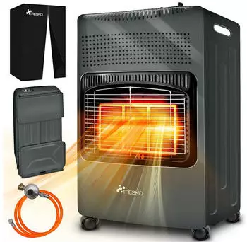 Tresko Gasheizer 4200W inkl. Gasdruckregler Gasschlauch + Abdeckung Anthrazit