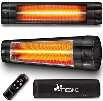 Tresko Infrarot Heizstrahler 2500W mit Fernbedienung Timer & Abdeckung schwarz