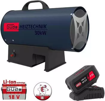 Güde Heizstrahler 18 – 30 kW mit Akku 4.0 Ah & Schnell Ladegerät