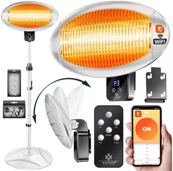 Kesser Infrarot-Heizstrahler 2000W WIFI 360&deg; drehbar IPX4