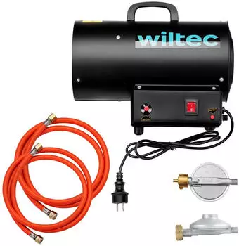 Wiltec Gas-Heizkanone 15kW 30W LPG Gasdruckminderer 700mbar (65589)