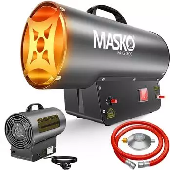 Masko Gas-Heizgebl&auml;se 30kW Piezo-Z&uuml;ndung, inkl. Gasschlauch & Druckminderer