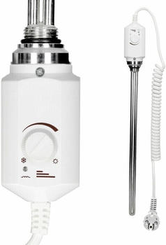 ECD Germany Heizstab 1200W mit Thermostat f&uuml;r Badheizk&ouml;rper 1/2 wei&szlig; (291005797)